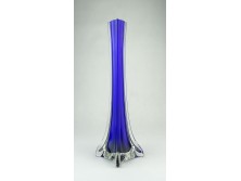 Régi kék fújt üveg szálváza 30 cm