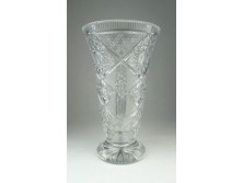 Vastag falú csiszolt üveg kristály váza 25cm
