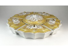 Porcelán asztalközép fedeles kínáló készlet