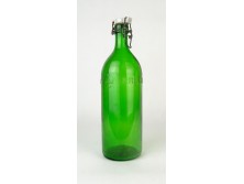 Régi KRISTÁLY zöld csatos üveg 30 cm