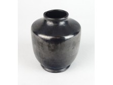 Régi fekete ónmázas kerámia váza GYULA 1932