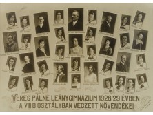 Régi iskolai fotográfia tablókép 1929