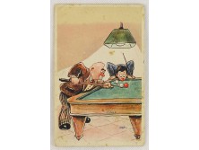 Cecami olasz snookeres rajzos képeslap