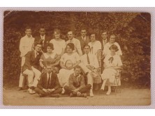 Régi fekete-fehér tenisz csoportkép képeslap