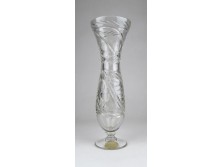 Kézzel csiszolt jelzett kristály váza 22 cm