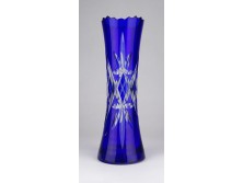 Kék lilafüredi csiszolt üveg váza 19.5 cm
