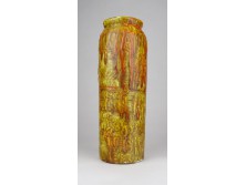 Régi mázas retró barna kerámia váza 23.5 cm