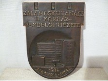 Nagyméretű bronz plakett Nagykanizsa 1974