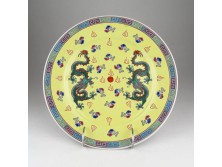 Jelzett sárkányos kínai porcelán tányér 25cm
