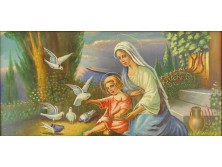 Galambokat etető Jézus és Mária szentkép