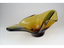 Fújtüveg BOHEMIA művészi üveg tál 31 cm