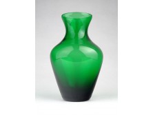 Régi art deco zöld színű üveg váza 14.5 cm ~ 1930 körül