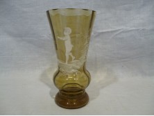 Antik festett díszes üveg váza 15 cm
