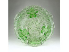 Antik art deco különleges zöld üveg gyümölcskínáló tál ~ 1930 körüli
