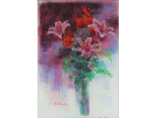 Japán festő XX. század : Virágcsokor 