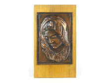 Szűz Mária jelzett réz falikép 21.5 x 12.5 cm