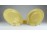 Régi citromsárga fajansz kétszemélyes tányérkészlet 