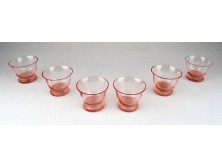 Régi rózsaszín art deco stampedlis üveg pohár készlet 6 darab