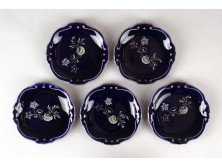 Régi Jlmenau kobalt kék porcelán tálka készlet 8 cm