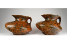 Régi iparművészeti művészi kerámia korsó alakú váza pár