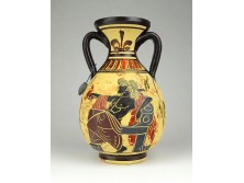 Festett plombált görög kerámia váza kópia 14 cm
