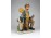 Kalapos úr és kislány jelzett porcelán szobor 20 cm