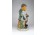 Kalapos úr és kislány jelzett porcelán szobor 20 cm