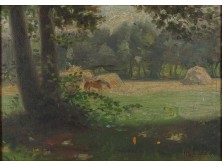 Magyar festő XX. század : Erdei tisztás lóval