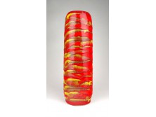 Retro csorgatott mázas iparművészeti retro kerámia váza 32.5 cm