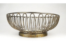 Régi ovális alakú fém asztalközép kínáló gyümölcskínáló tál vagy kenyérkosár 28 cm