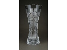 Hibátlan vastagfalú csiszoltüveg kristály váza 23.5 cm