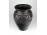 Régi virágdíszes feketecserép váza 20 cm
