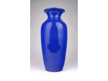 Hibátlan nagyméretű kék mázas kerámia váza 28 cm