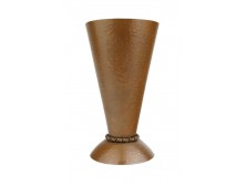 Régi magyar ötvösmunka kalapált tölcsér alakú vörösréz váza 16 cm