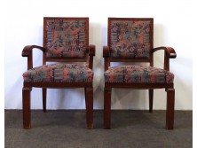 Antik nagyméretű art deco karfás szék pár