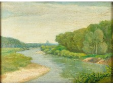 XX. századi magyar festő Baráth jelzéssel : Kanyargó folyó 1936