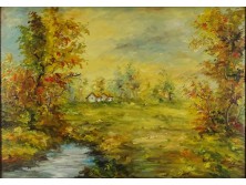 XX. századi festő : Patakparti őszi táj