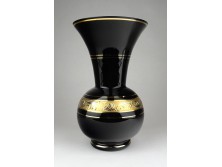 Nagyméretű fekete aranyozott üveg váza 20 cm