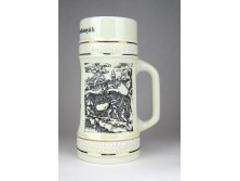 Hollóházi tatabányai bányász porcelán söröskorsó 18.5 cm