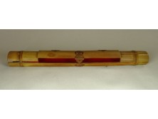 Bambusz ecsettartó tolltartó vörösréz díszítéssel