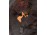 Fekete mázas festett virágmintás cserép kancsó 19 cm