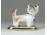Régi jelzett aranyozott kisméretű porcelán kutya