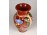 Barna mázas festett virágmintás kerámia váza 14.5 cm
