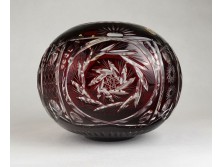 Régi bordó jelzett gömb váza kristály váza 13 cm