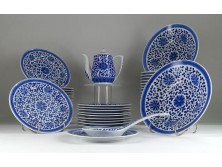 Kék-fehér 12 személyes kínai porcelán étkészlet 46 darab