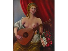 XX. századi festő : Női félakt 110 x 90 cm