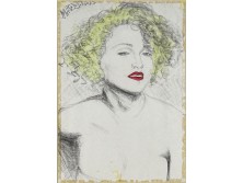 Retro keretezett Madonna ceruzarajz 57 x 45 cm