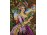 Lilaruhás nő gobelin aranyozott keretben 43 x 36 cm