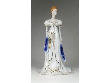 Hölgy virággal jelzett porcelán szobor 23 cm