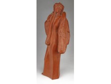 Jelzett: Art deco nő terrakotta szobor 31 cm